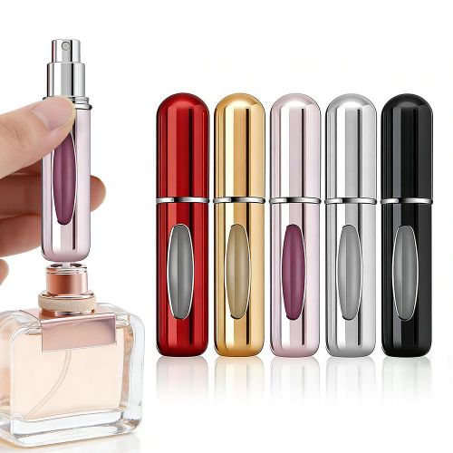 5ml Refillable Perfume Atomizer Bottles 5-Pack, Bottom-Fill Portable Mini Spray Bottles,…