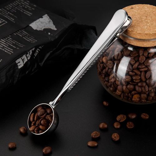Mouniubull Stainless Steel Coffee Scoop with Bag Sealing Clip, 2-in-1 Coffee Measuring S…