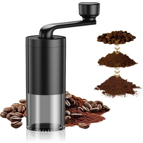 Manual Coffee Bean Grinder Machine, Black Hand with Cleaning Brush, Portable Ceramic Cor…
