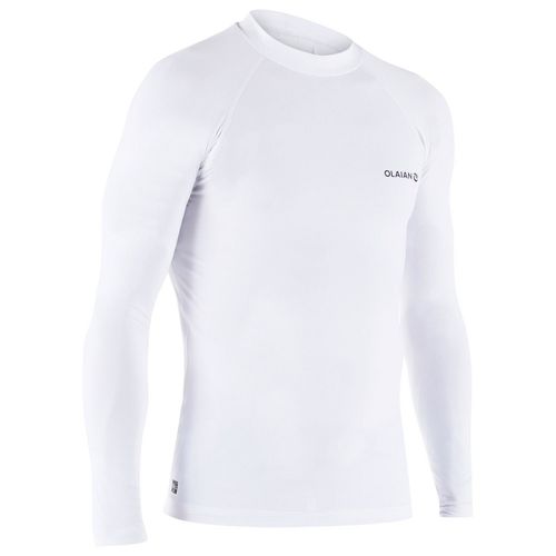 Olaian 100 Men's Long Sleeve Uv Protection Surfing Top T-shirt - White