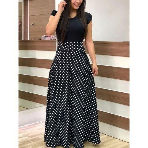 Women Casual Short Sleeve Polka Dot Dress Ladies Evening Party Clothing Office Gowns Ski…