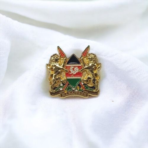 Gk Small 3D Kenya Coat of Arms Lapel Pin – Gold Finish, National Emblem Badge for Formal…