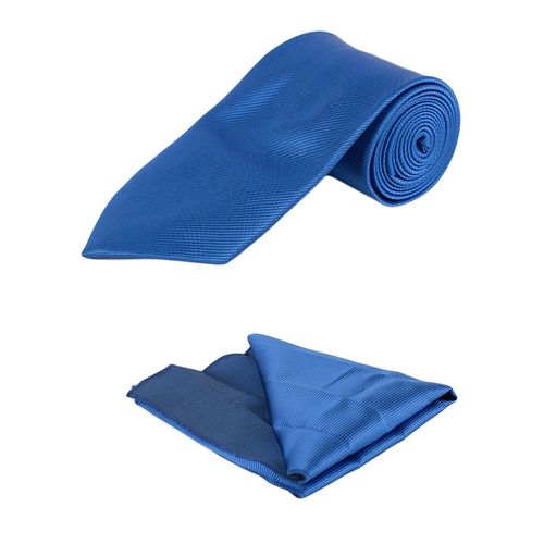 Royal Blue Men's Tie With Pocket Square/Pochette/Pocketchief