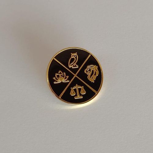 Gk Stoic Crest Lapel Pin – Gold & Silver Editions. Luxury Minimalist Accessory
