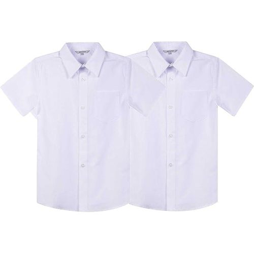 2pcs School Button Down cotton shirts-White