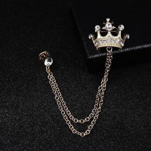 Lapel Brooch King Crown Chain (Choose Color)