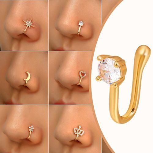 Dummy Piercing Golden Nose Clip