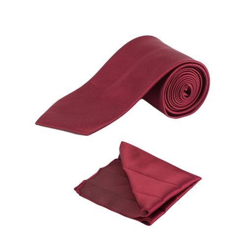 Maroon Men's Tie With Pocket Square/Pochette/Pocketchief