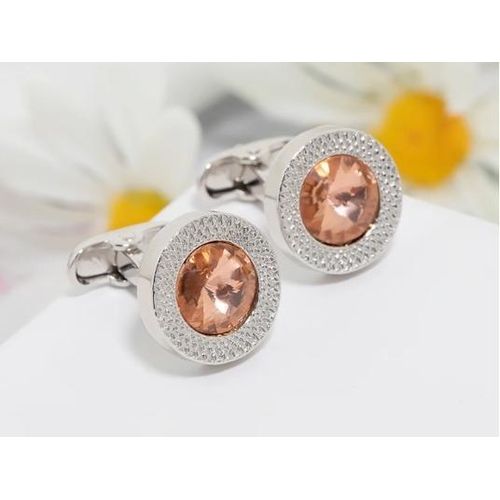 SW Round rose gold Austrian crystal cufflinks