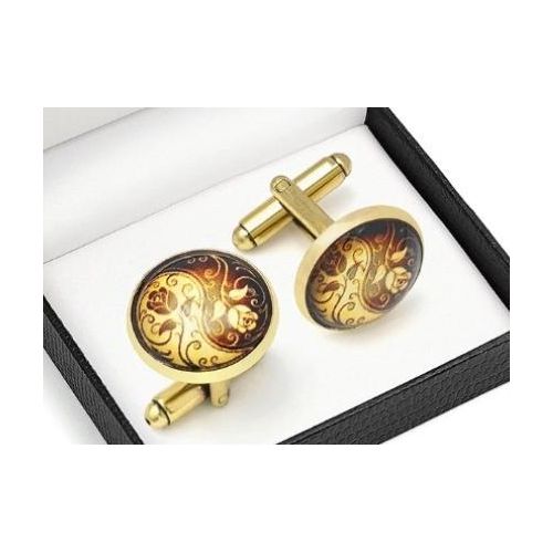 Dy Round vintage flowers design cufflinks