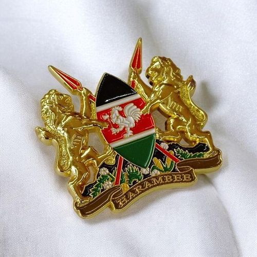 Gk Large 3D Kenya Emblem Pin Badge with Magnetic Metal Clasp Attachment
