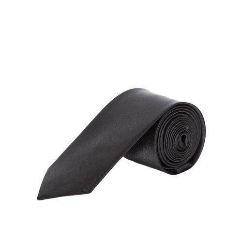 Men's Black Satin Skinny Slim Tie - Formal Accessory