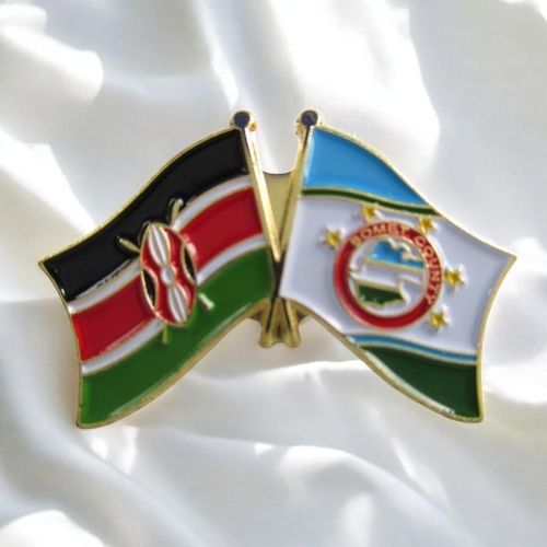 Gk Kenya & County Double Flags Lapel Pin Badge – Elegant Gold-Finished Dual Flag Design …