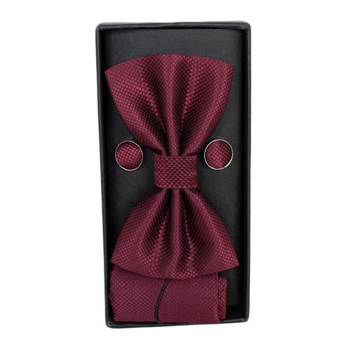 Maroon Wine Men's Bow Tie Drop/ Cufflinks Set