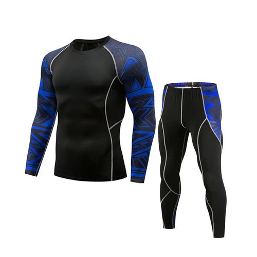 2pcs Men's Gym Activewear,Boxing T-Shirt+Shorts Leggings-Quick Dry-Stretch-Black