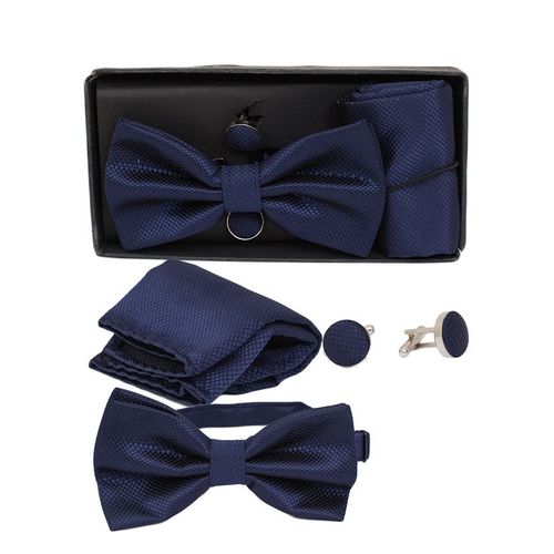 Blue Royal Bowtie/ Cufflinks/ Drop Self Print Men Set