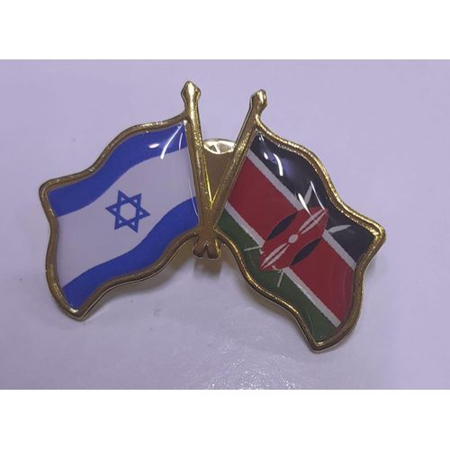 Crossed flags of Kenya and Israel