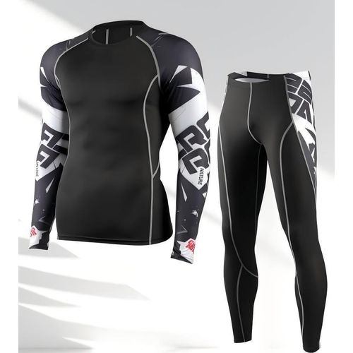 Men's long-sleeved sports fitness suit, quick-drying, super elastic