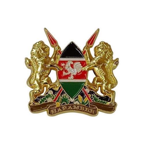 Gk Large 3D Kenya Coat of Arms Lapel Pin – Gold Finish, National Emblem Badge for Patrio…