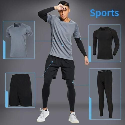 4-Piece Men's Fitness Set, Quick-Drying Bodycon Clothing, Sportswear